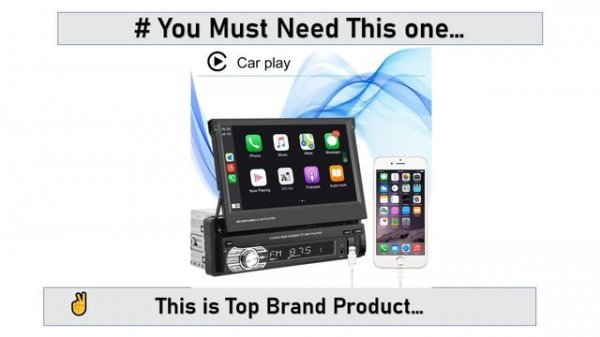 Podofo Carplay 1 Din Car Radio 7'' Android Auto Mirrorlink Radio Stereo Steering