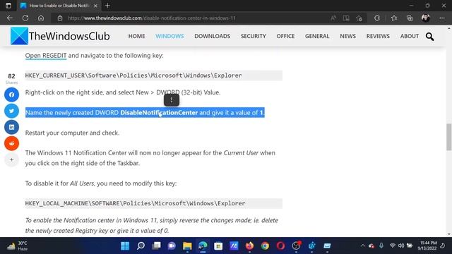 How to Enable or Disable Notification Center in Windows 11 смотреть онлайн