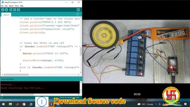 Relay Control via Web Page using ESP32 смотреть онлайн