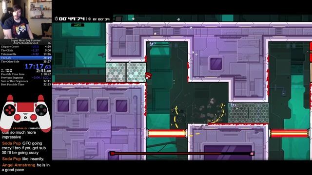 Super Meat Boy Forever Speedrun in 34:12 (IGT 32:26) смотреть онлайн