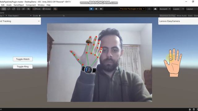 Watch And Ring Virtual try on with MediaPipe Plugin in unity смотреть онлайн