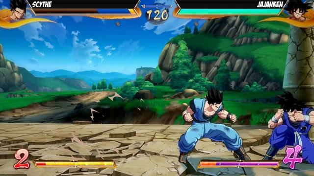 Scythe(Kid Buu/Adult Gohan/GT Goku) Fights Jajanken(Android 18/Bardock/Base Goku)[DBFZ PS4] смотреть онлайн