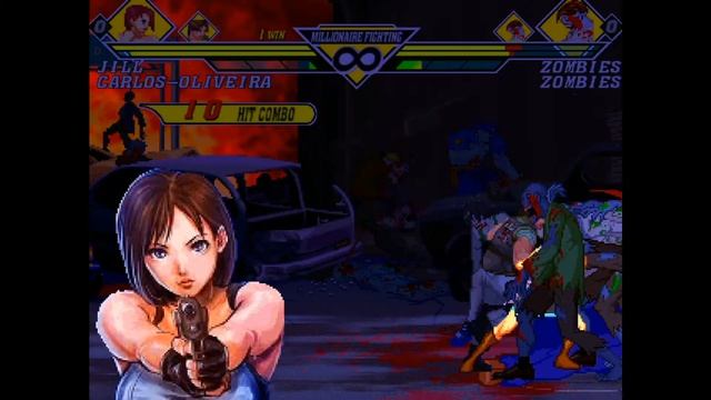 MUGEN Resident Evil (RE) 3 Gameplay: Jill & Carlos VS Zombies & Nemesis Final Boss Racoon City