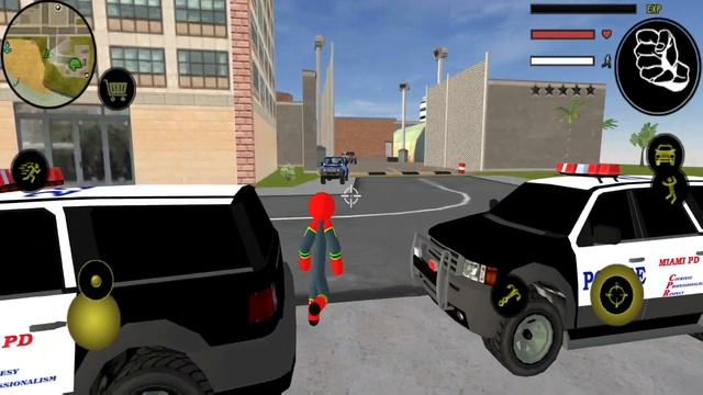 Flying Super Stickman Rope Hero Gangster Crime City Games - Android Gameplay смотреть онлайн