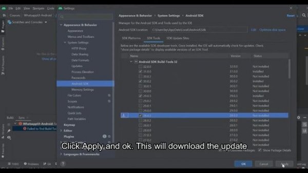 Failed to Find Build Tool Revision Android Studio Fix