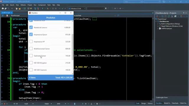 Listview com multiplas seleções e totalização de valores no Delphi смотреть онлайн