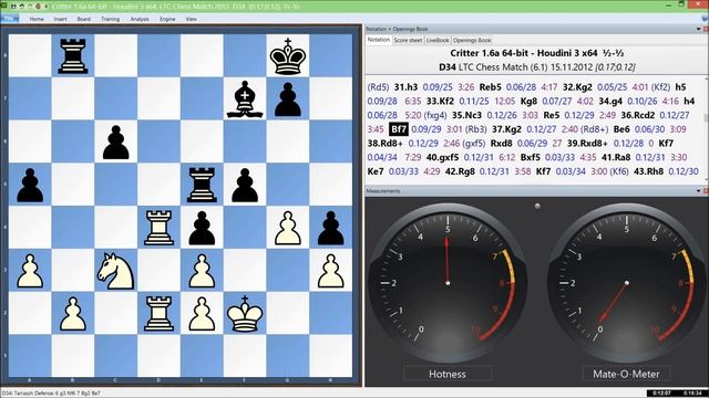 Critter 1.6a x64 vs Houdini 3 x64, LTC Chess Match Game 21 of 96 смотреть онлайн