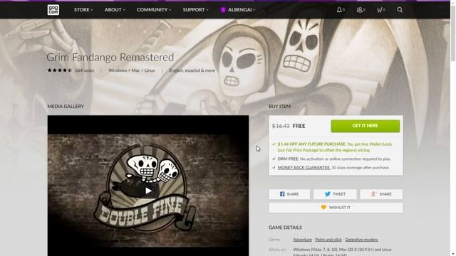 GRIM FANDANGO REMASTERED GRATIS en GOG смотреть онлайн