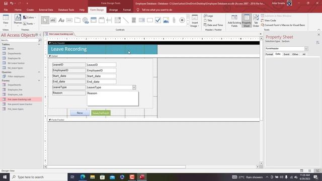 Employee leave management Database in MS Access Full Tutorial Part 1 смотреть онлайн