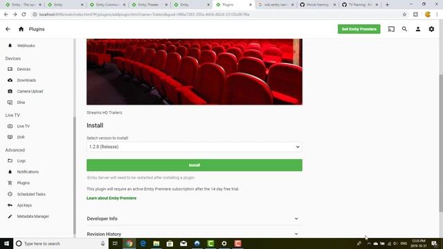 Emby tutorial 07 - Install your first plugins смотреть онлайн