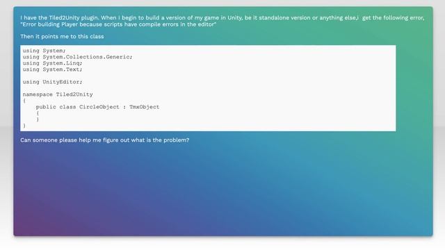 Error when Building Project: Error building Player because scripts have compile errors in the ed... смотреть онлайн