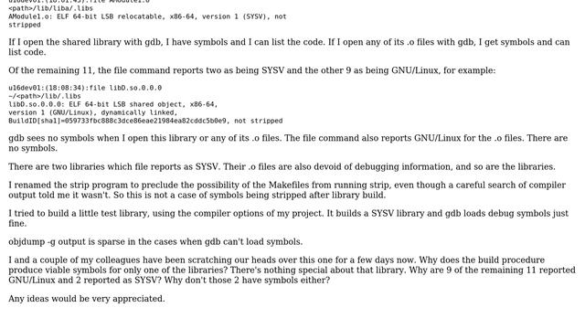 g++ and gdb problem: debug symbols for shared libraries not found смотреть онлайн