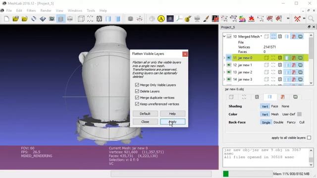 3D Scan Point Cloud to Mesh Color Transfer in MeshLab смотреть онлайн
