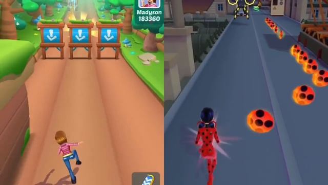 Subway Princess Runner VS Miraculous Ladybug -Girls Run Race!!! Android/iOS Gameplay HD смотреть онлайн