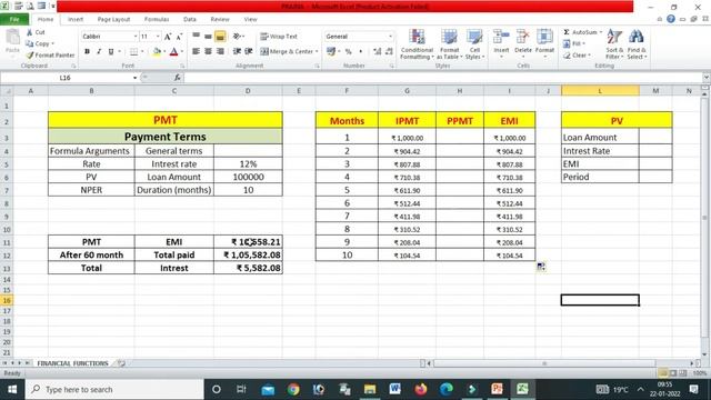 Excel financial function to calculate EMI ( PMT, IPMT, PPMT, PV, FV ) in odia смотреть онлайн