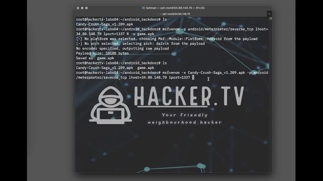 hacker TV labs - Build Android Backdoor with msfvenom смотреть онлайн
