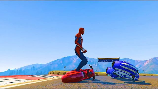 GTA V SPIDERMAN, SHARK, MOTO +. CARS. CRAZY RACING . Map CHALLENGE. BY GURO GAMING смотреть онлайн