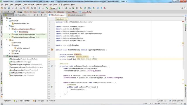 Android studio 3.2.1 tutorial. Recognition of voice in android apps. Android speech to text example смотреть онлайн