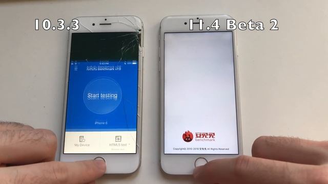 iPhone 6 ios 11.4 Beta 2 vs 10.3.3! смотреть онлайн