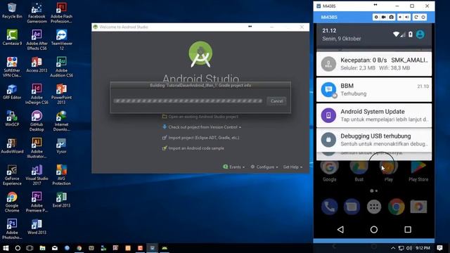 Tutorial Dasar Android Studio - Debug / Run langsung ke HP Android- #2 смотреть онлайн