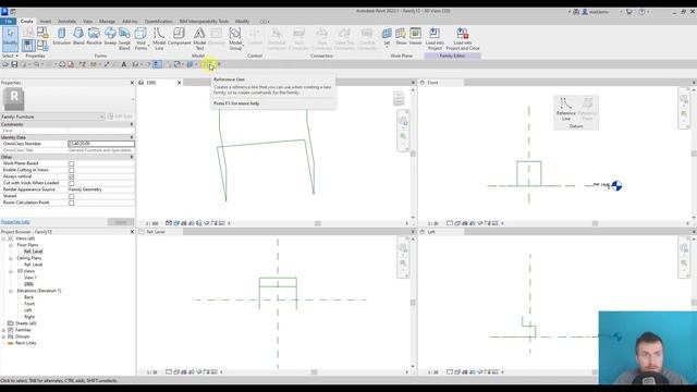 REVIT 2023 FAMILIES COURSE: Module 3 | 6. Sweep chair Revit смотреть онлайн