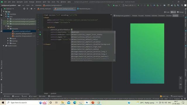 How to create gradient background in Android studio? смотреть онлайн