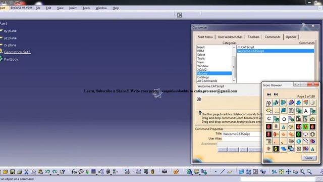 Catia Macros|Getting Started|How to Create Custom toolbar & Icon for your macros смотреть онлайн