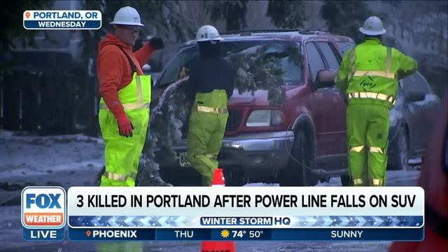 Three People Killed When Power Line Topples On SUV During Portland Ice Storm смотреть онлайн