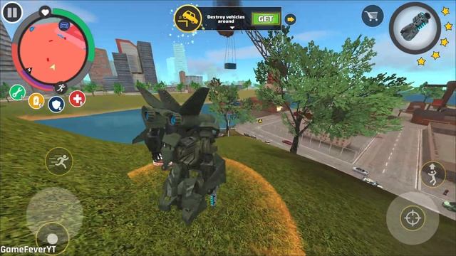 Rope Hero Vice Town - (Transformer Jet Airplane Fight Green Police Car) Robot Airplane Fly on Roof смотреть онлайн