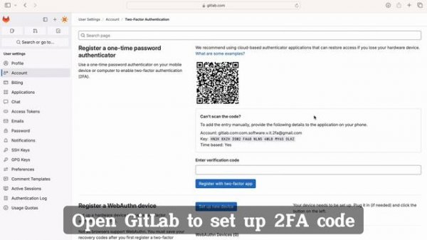 How to enable two-factor authentication (2FA) on GitLab