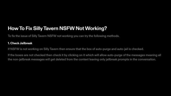 How to Fix Silly Tavern AI NSFW Not Working