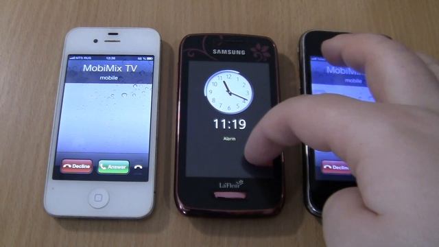 Ringing Alarms+ Double Incoming call at the Same Time Samsung wave Y+2 Iphone With ios 6 смотреть онлайн