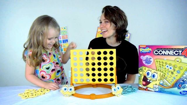 Playing The Hasbro Spongebob Squarepants Connect 4 Game | Kids Games смотреть онлайн