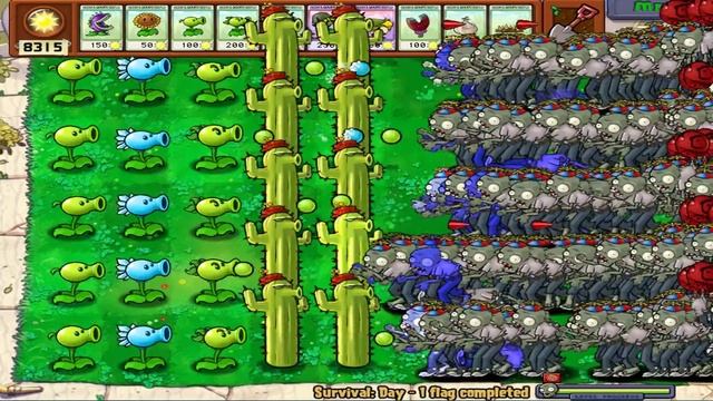 Plants vs Zombies - 1 Peashooter vs 9999 Gargantuar vs Zomboni смотреть онлайн
