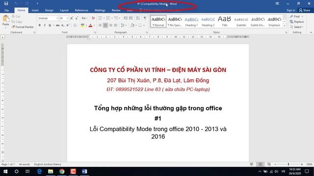 CÁCH KHẮC PHỤC LỖI COMPATIBILITY MODE TRONG OFFICE 2010-2013-2016- Sagotech.vn - 0899 521 522 смотреть онлайн