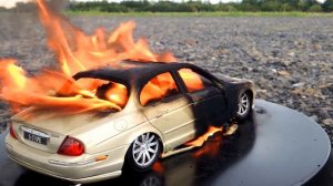 Burning my Jaguar S Type - The Car is on FIRE - Just a Model Toy Car