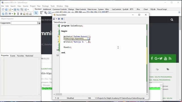 #2 Delphi Academy Video Darslari - Pascal Hello World смотреть онлайн