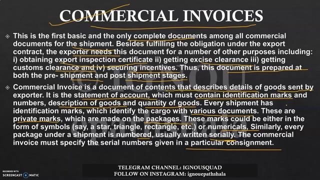 IBO-04 | LECTURE-2 | EXPORT-IMPORT DOCUMENTS: ALL ABOUT COMMERCIAL INVOICE | UNIT-3 | IGNOU | M.COM смотреть онлайн