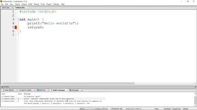 C 語言入門 | 02 - 05 | 編譯器的錯誤訊息 смотреть онлайн