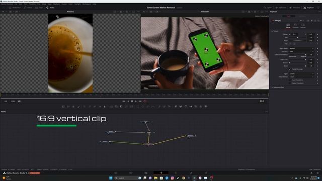 Green Screen Tracking Marker Removal - DaVinci Resolve 18 18.5 - On mobile screens or backgrounds смотреть онлайн