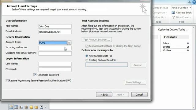 Configuring a POP email account in Outlook 2010 смотреть онлайн