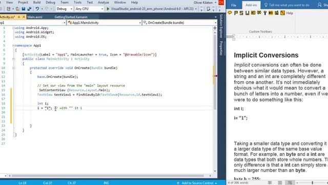 C# Data Type Conversions in Android with Xamarin for Beginners in Visual C# - Tutorial 8 смотреть онлайн