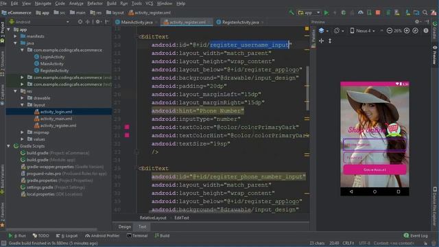 Make an Android App like Amazon & Ali Express - Create and Design Register Activity смотреть онлайн