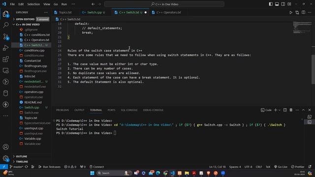 Switch case statement in C++ | Part 5 | C++ in one video | Complete Explanation with Note && Code смотреть онлайн