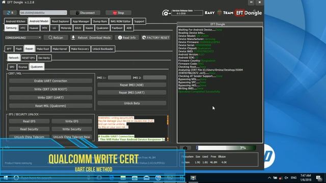 How to write Cert for Qualcomm Devices Using ADB Root Or UART Method by EFT Dongle смотреть онлайн