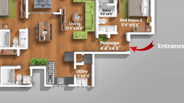 Modern 3D Floor Design With Furniture | Floor Plan Deisgn смотреть онлайн