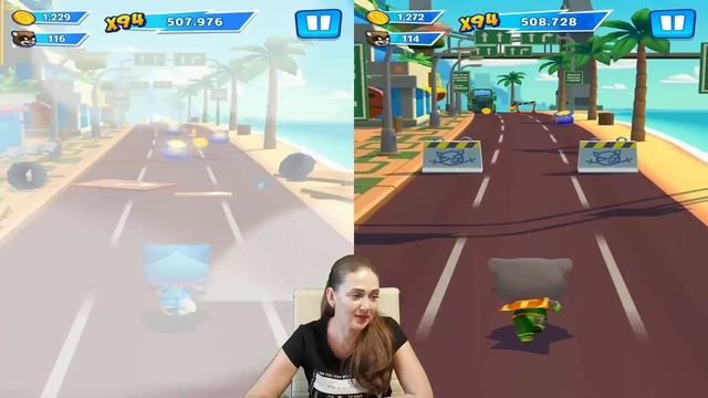 ГОВОРЯЩИЙ ТОМ ПОГОНЯ ГЕРОЕВ TALKING TOM and ANGELA HEROES DASH ANDROID GAMEPLAY УШАСТИК KIDS смотреть онлайн