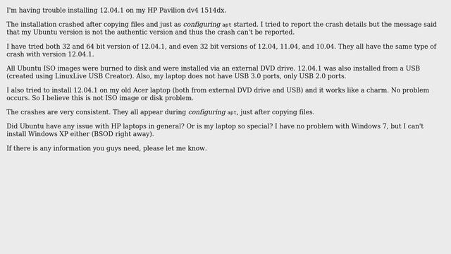 Ubuntu: Can't install Ubuntu on HP Pavilion DV4 1514DX смотреть онлайн