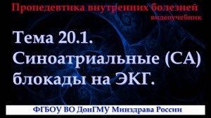 Тема 20.1. Синоатриальные (СА) блокады на ЭКГ.