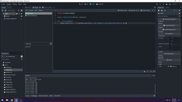 Godot 3 Beginners Tutorial - Space Sidescroller - Part 2 - Adding Ability to Shoot смотреть онлайн